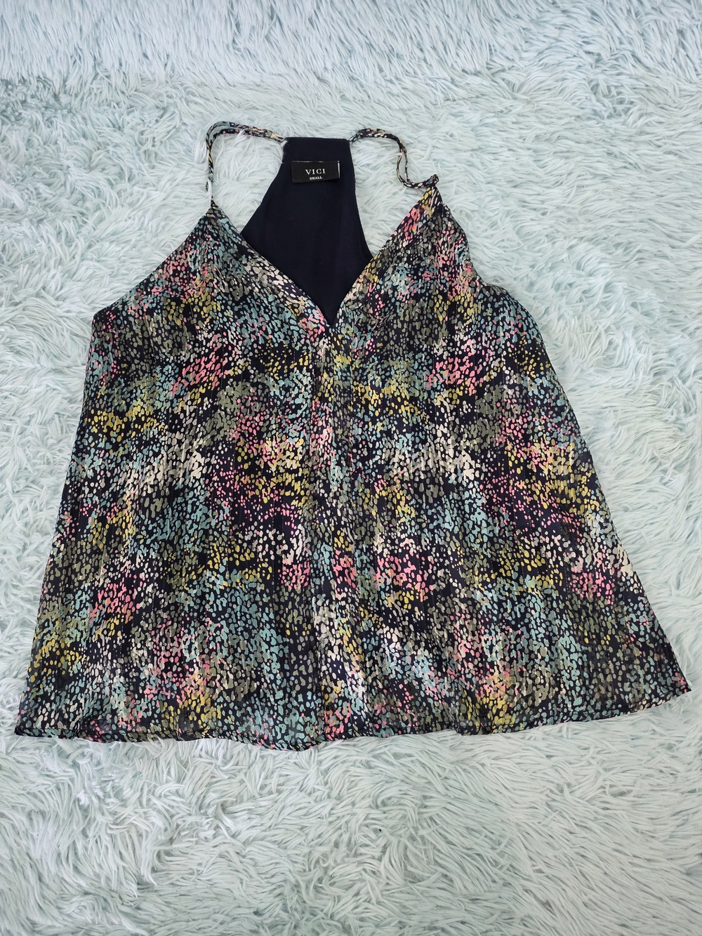 VICI‎ Boho Speckled Halter Tank Top - Black/Multi - Small